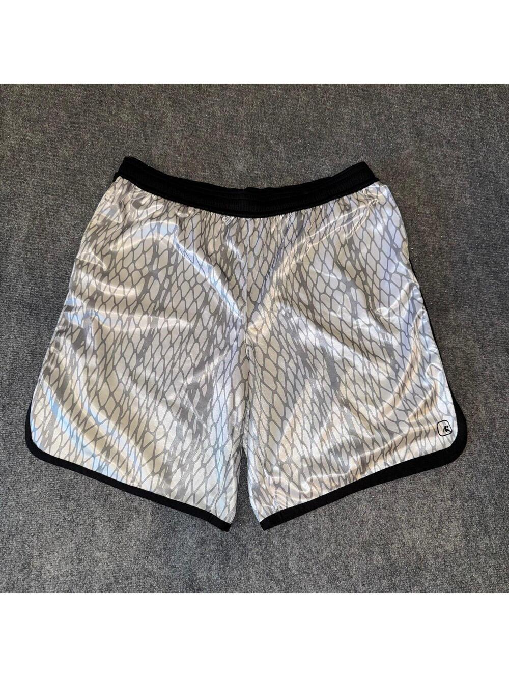 AND1 Silver Dazzle Baggy Hoop Shorts Mens 2XL Vtg y2k 90s Rare